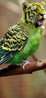 Green parrot digital art mobile wallpaper.