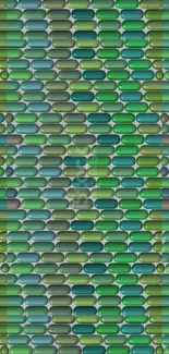 3D green geometric pattern wallpaper with vibrant design.