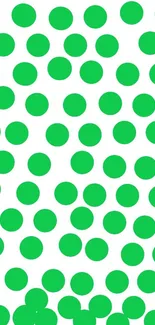 Vibrant green polka dot mobile wallpaper.