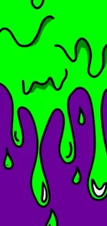 Vibrant green and purple drip art wallpaper.