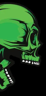 Green skull artwork on black background, vibrant and edgy style.