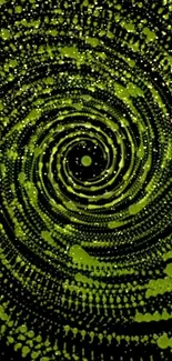 Vibrant green spiral mobile wallpaper with dot pattern.