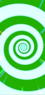 Green spiral wallpaper with vibrant design