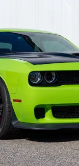 Vibrant green sports car parked outdoors.