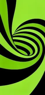 Green and black swirl wallpaper with a dynamic spiral design.