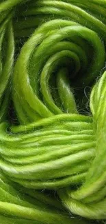 Close-up of vibrant green yarn strands wallpaper.