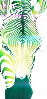 Vibrant green zebra design on mobile wallpaper.