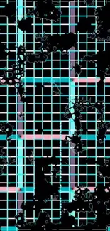 Neon abstract grid wallpaper with vibrant colors