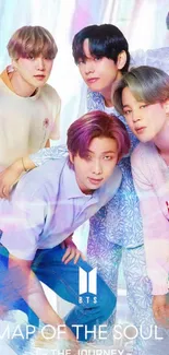 Dynamic group photo with pastel hues and vibrant colors.