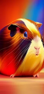 Colorful guinea pig art wallpaper with bright orange hues.