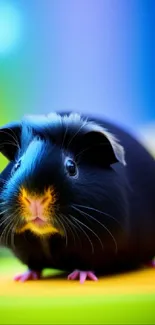 Colorful wallpaper of a cute guinea pig with vivid, vibrant colors.