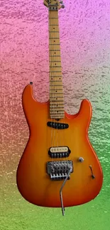 Colorful electric guitar on textured background wallpaper.