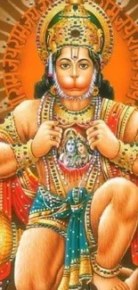 Colorful illustration of Hindu deity Hanuman in an artistic style.