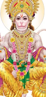 Colorful Hanuman wallpaper with detailed spiritual design.