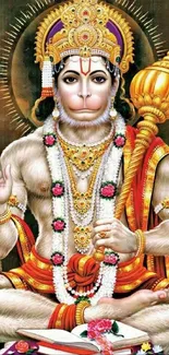 Intricate Hanuman artwork in vibrant colors as a mobile wallpaper.