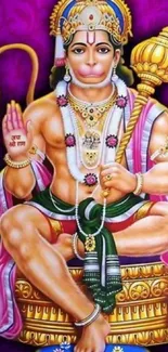 Vibrant Hanuman wallpaper with rich colors and intricate traditional details.