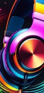 Vibrant colorful headphones with rainbow hues.