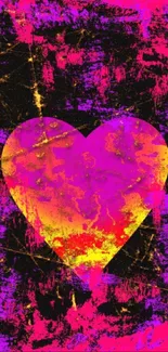 Vibrant abstract heart on colorful background.