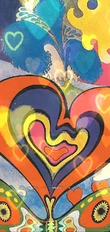 Colorful abstract heart-themed art wallpaper.