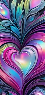 Vibrant abstract heart wallpaper with colorful design.