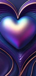 3D layered heart in blue and purple hues