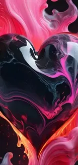 Vibrant heart with pink and black swirls