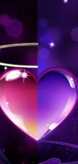 Vibrant purple heart art wallpaper with mystical aura.