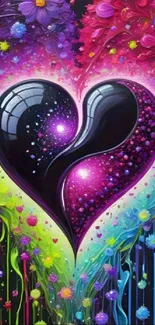 Artistic colorful heart-shaped abstract design with vivid hues and patterns.