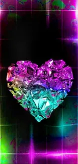 Colorful heart on a neon background.