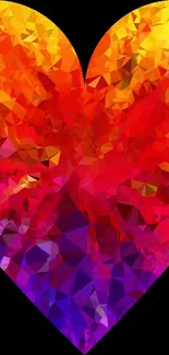 Colorful geometric heart-shaped wallpaper art.