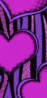 Vibrant purple hearts on a stylish background.