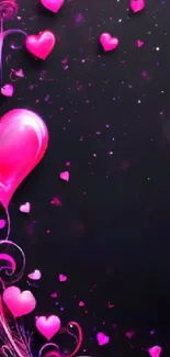 Vibrant pink heart design on a dark background wallpaper.