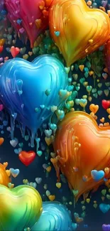 Vibrant, colorful heart art with dripping effects.