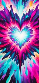Vibrant abstract heart-shaped explosion wallpaper.