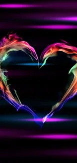 Vibrant flame heart with color on background.