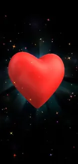 Red heart with starry galaxy background.