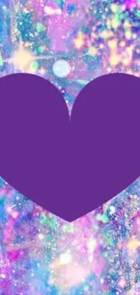 Purple heart on pastel galaxy background wallpaper.