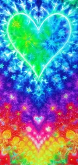 Vibrant cosmic heart wallpaper with colorful galaxy design.