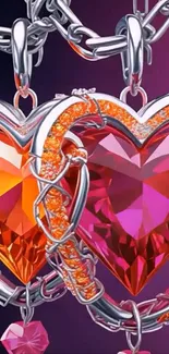 Colorful heart-shaped gem chains wallpaper