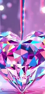 Colorful heart-shaped gemstone with neon glow.