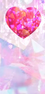 Vibrant heart gem with pink and purple hues and sparkling stars.