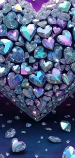 Vibrant heart made of colorful crystal gemstones.