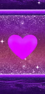 Purple and pink glitter heart wallpaper with vibrant colors.