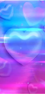 Vibrant blue and pink heart gradient wallpaper for mobile phones.