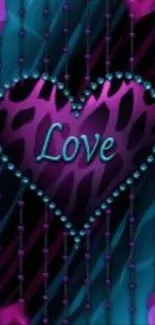 Vibrant purple heart wallpaper design with love motif.