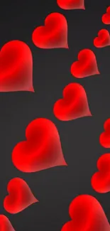 Vibrant heart mobile wallpaper with colorful 3D hearts on a dark background.