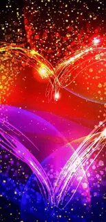 Bright neon heart wallpaper with vibrant colors and light effects.