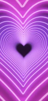 Vibrant neon heart pattern in purple tones for a striking mobile wallpaper.