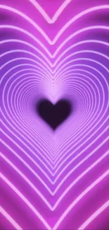 Vibrant purple neon heart wallpaper design.