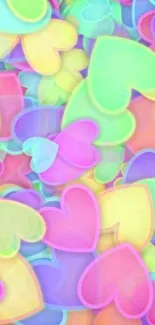 Vibrant pastel heart pattern wallpaper for phone background.